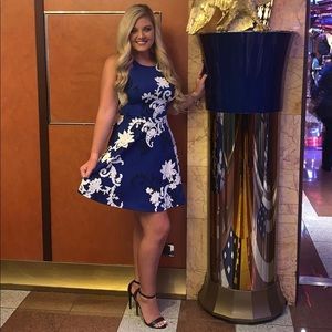 floral navy blue dress